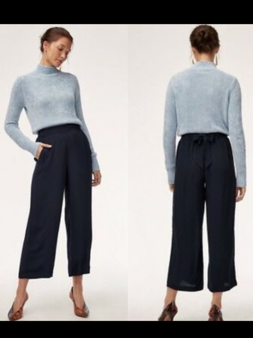 Aritzia Wilfred Faun Navy Paisley Print Pant